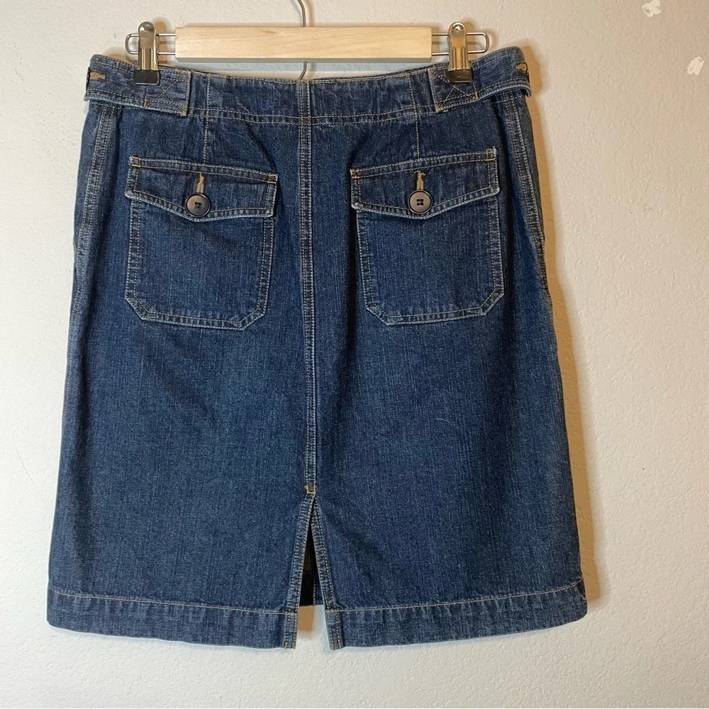 Jones New York A Line Midi Dark Blue Jean Denim Knee Skirt Size 4